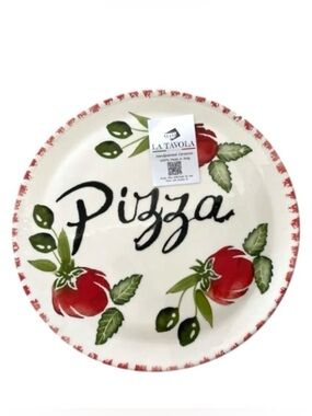 Hand Painted Ceramic Pizza Serving Plate 13” Made In Italy NWT